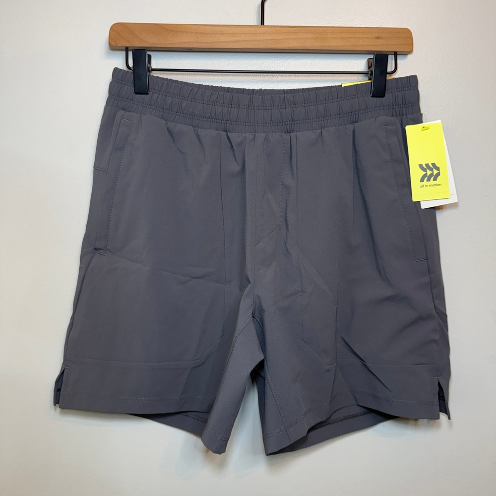 All in Motion Men's 6" Versatility Shorts Gray Recycled Polyester Size Small NWT